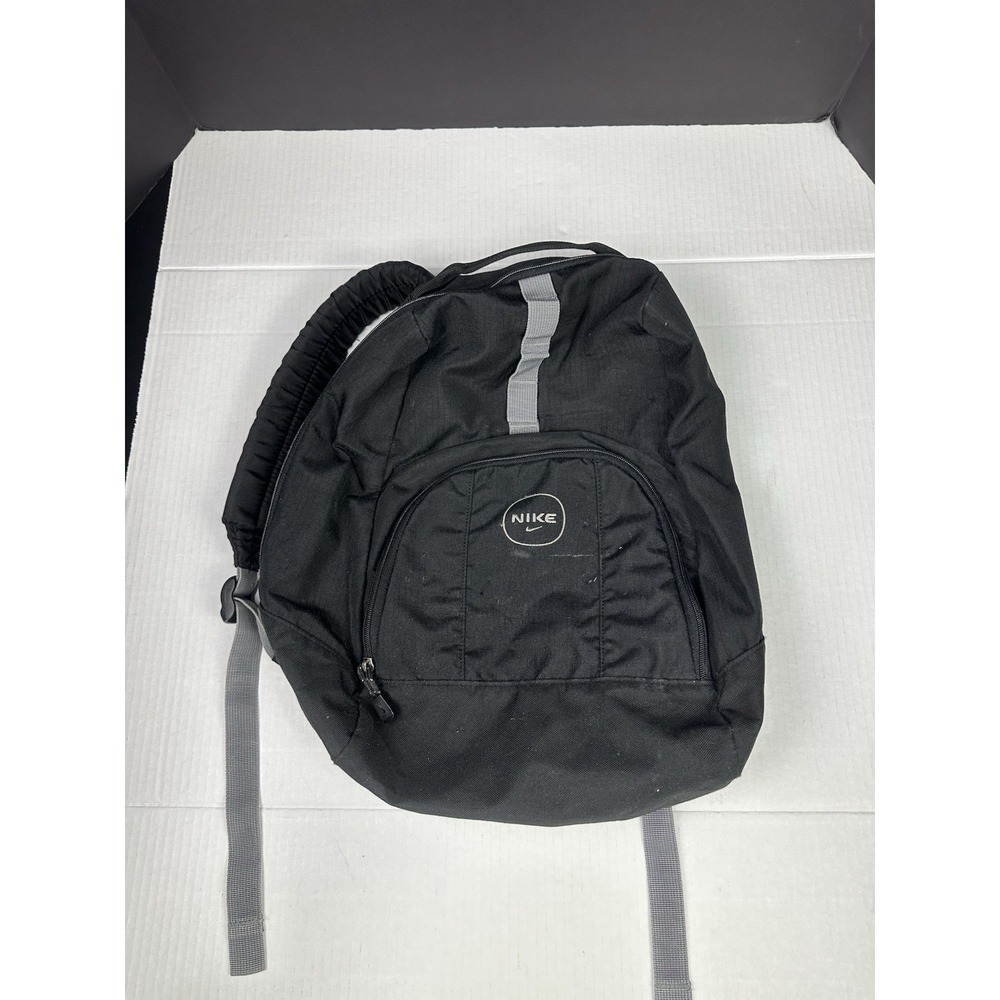 Vintage 90s Nike Black Backpack Y2K Embroidered Logo Multi Functional School
